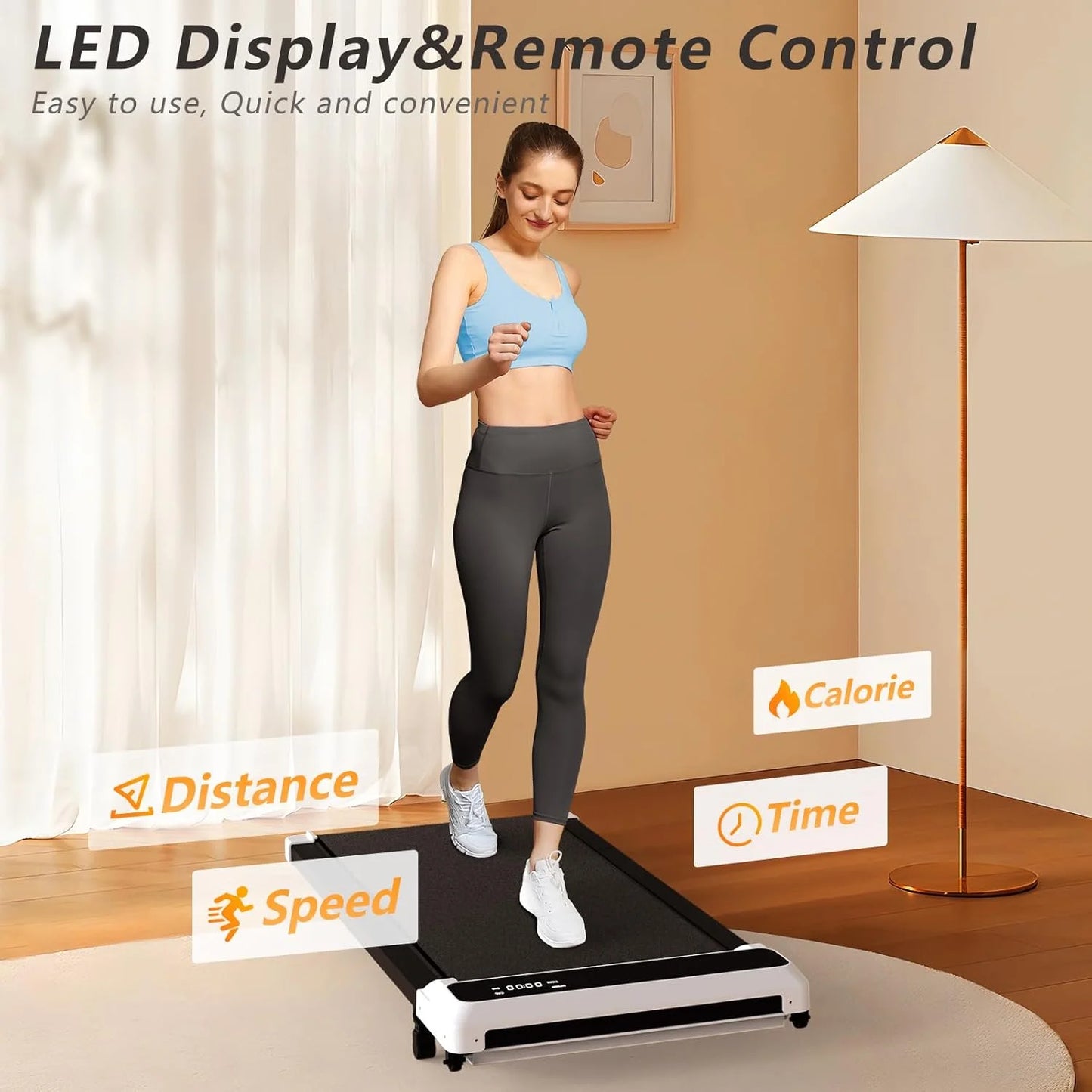 Walking Pad Treadmill, Incline Treadmill for Home Office, 2.5 HP Quiet, Treadmill with Extra Wide Running Belt, Remote Control, LED Display